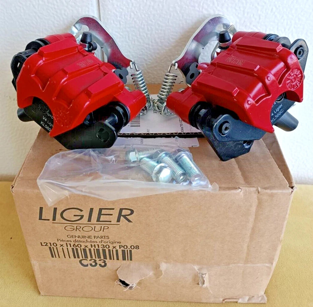 1420585 LIGIER PINZA FRENO POSTERIORE DX + SX JS50 ROSSA PASTIGLIE ORIGINALE 2P